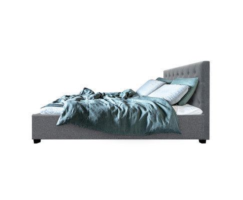 Artiss Bed Frame Queen Size Gas Lift Grey VILA