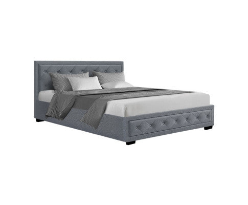 Artiss Bed Frame Queen Size Gas Lift Grey TIYO