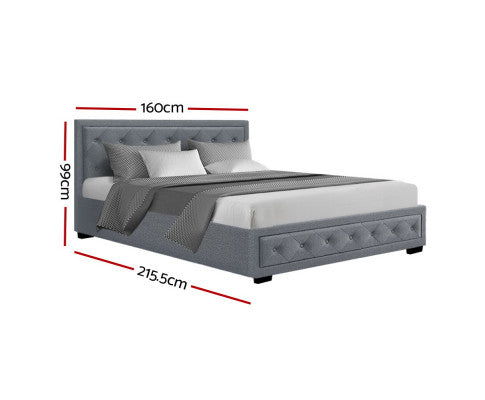 Artiss Bed Frame Queen Size Gas Lift Grey TIYO