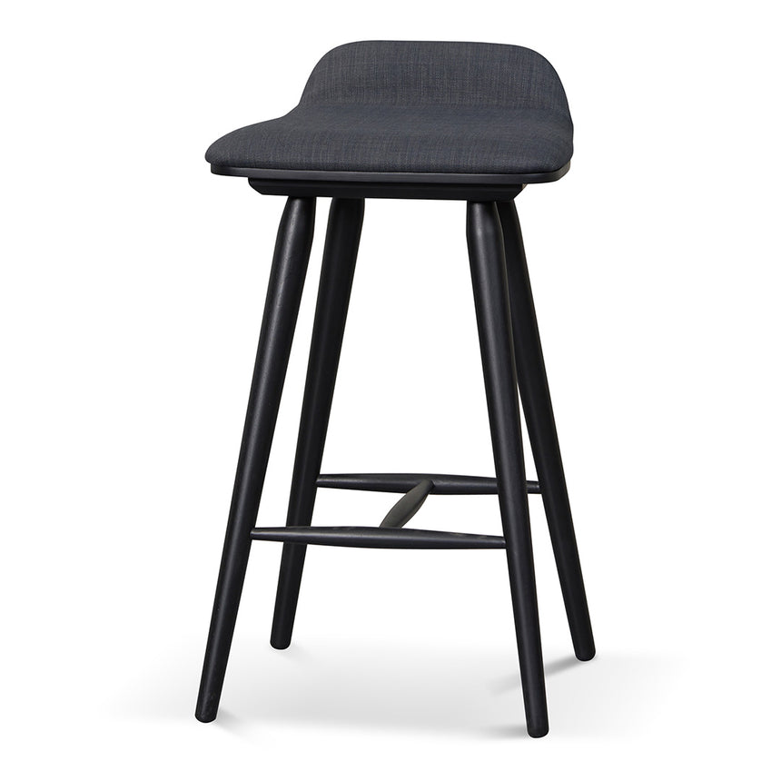 65cm Wooden Bar Stool - Charcoal Black