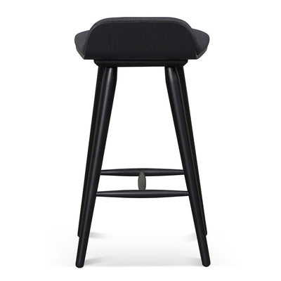 65cm Wooden Bar Stool - Charcoal Black