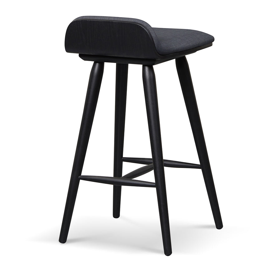 65cm Wooden Bar Stool - Charcoal Black