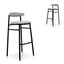 65cm Fabric Bar Stool - Silver Grey and Black Legs (Set of 2)