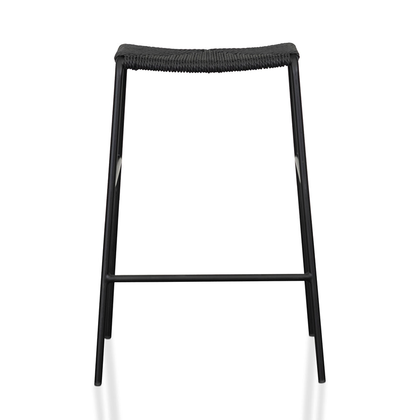 65cm Rattan Barstool - Full Black (Set of 2)