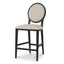 65cm Black Frame Bar Stool - Light Beige (Set of 2)