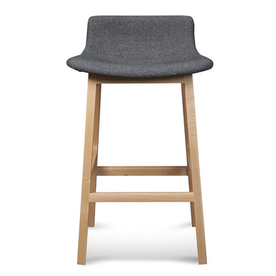 65cm Grey Bar Stool - Natural Legs