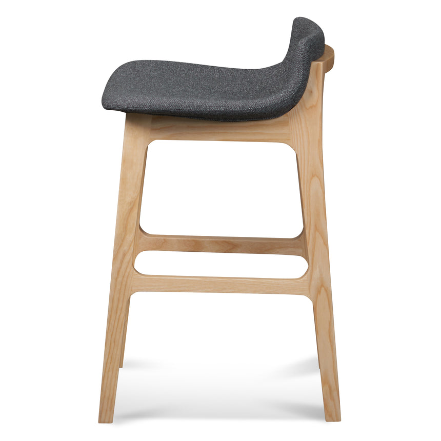 65cm Grey Bar Stool - Natural Legs