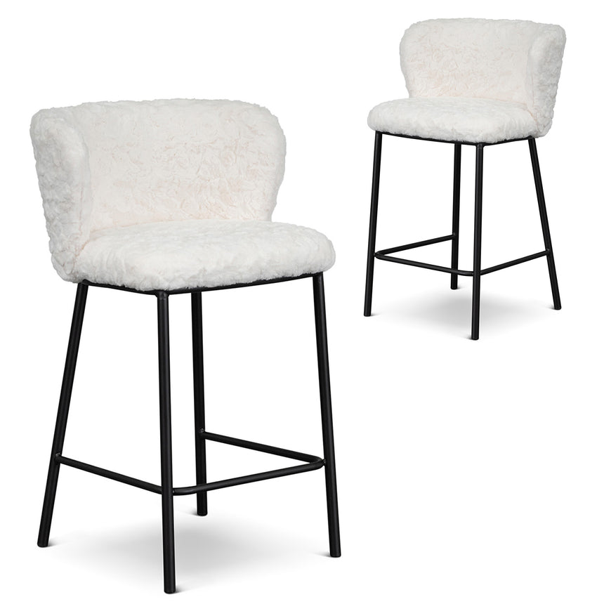 65cm Fabric Bar Stool - White Rabbit (Set of 2)