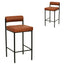 65cm Fabric Bar Stool - Brown (Set of 2)