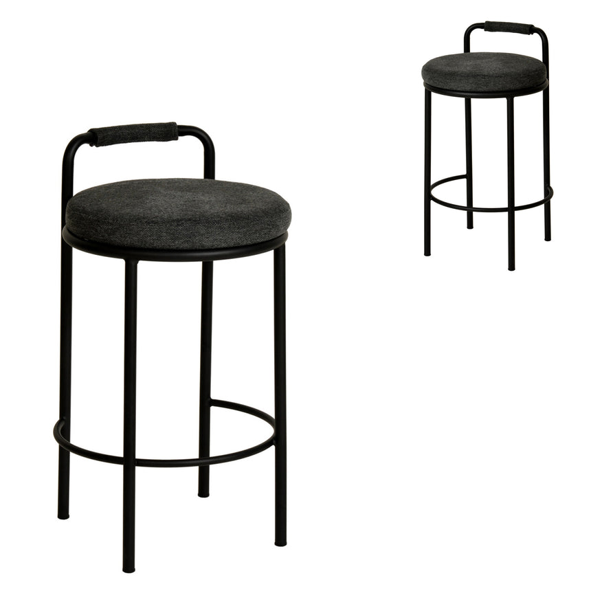 65cm Bar Stool - Charcoal Grey (Set of 2)