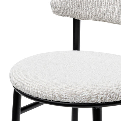 65cm Bar Stool - Moon White Boucle and Black Legs