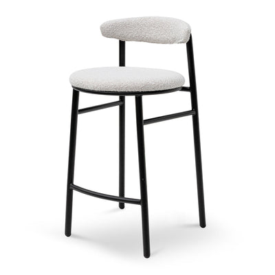 65cm Bar Stool - Moon White Boucle and Black Legs