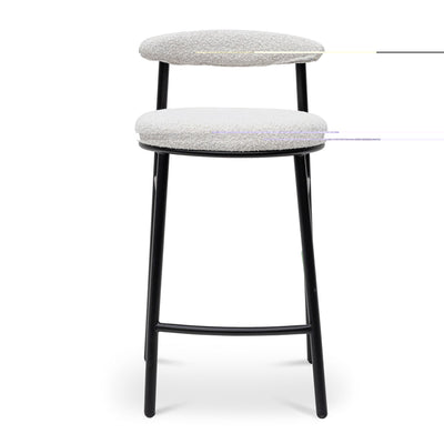 65cm Bar Stool - Moon White Boucle and Black Legs