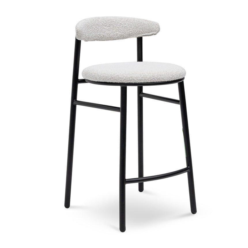 65cm Bar Stool - Moon White Boucle and Black Legs