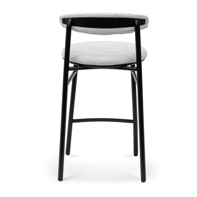 65cm Bar Stool - Moon White Boucle and Black Legs