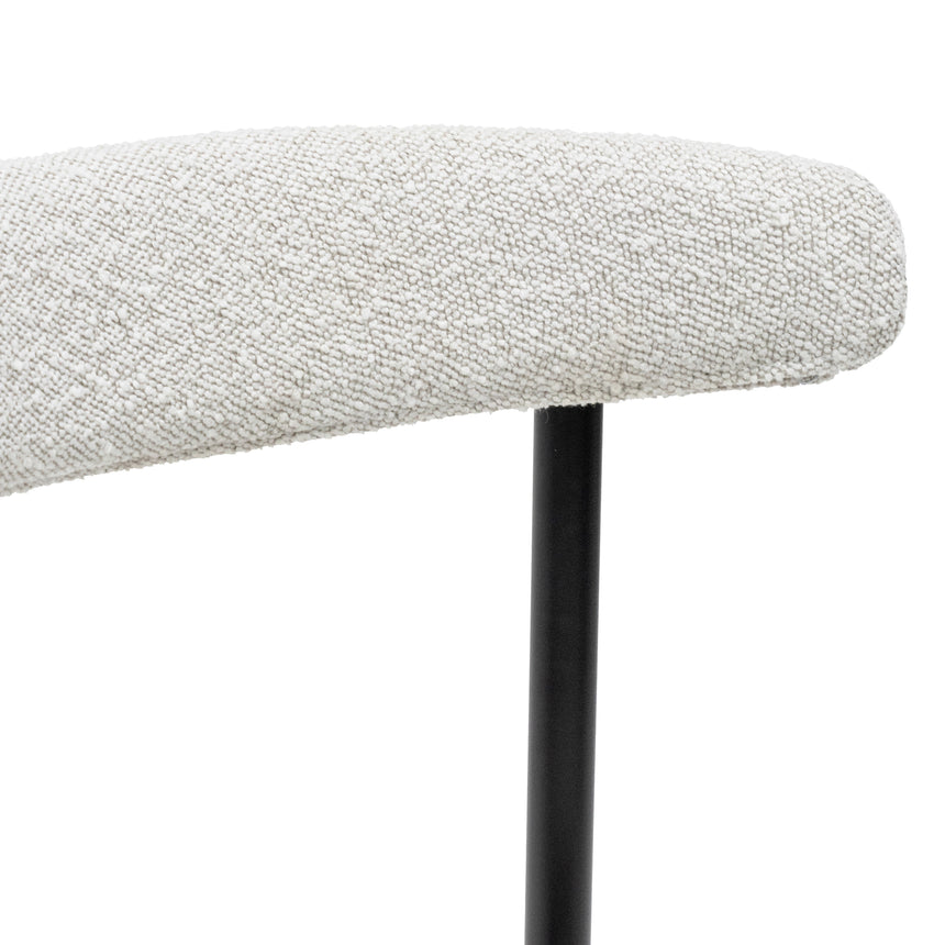 Fabric Dining Chair - Moon White Boucle and Black Legs