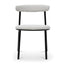 Fabric Dining Chair - Moon White Boucle and Black Legs