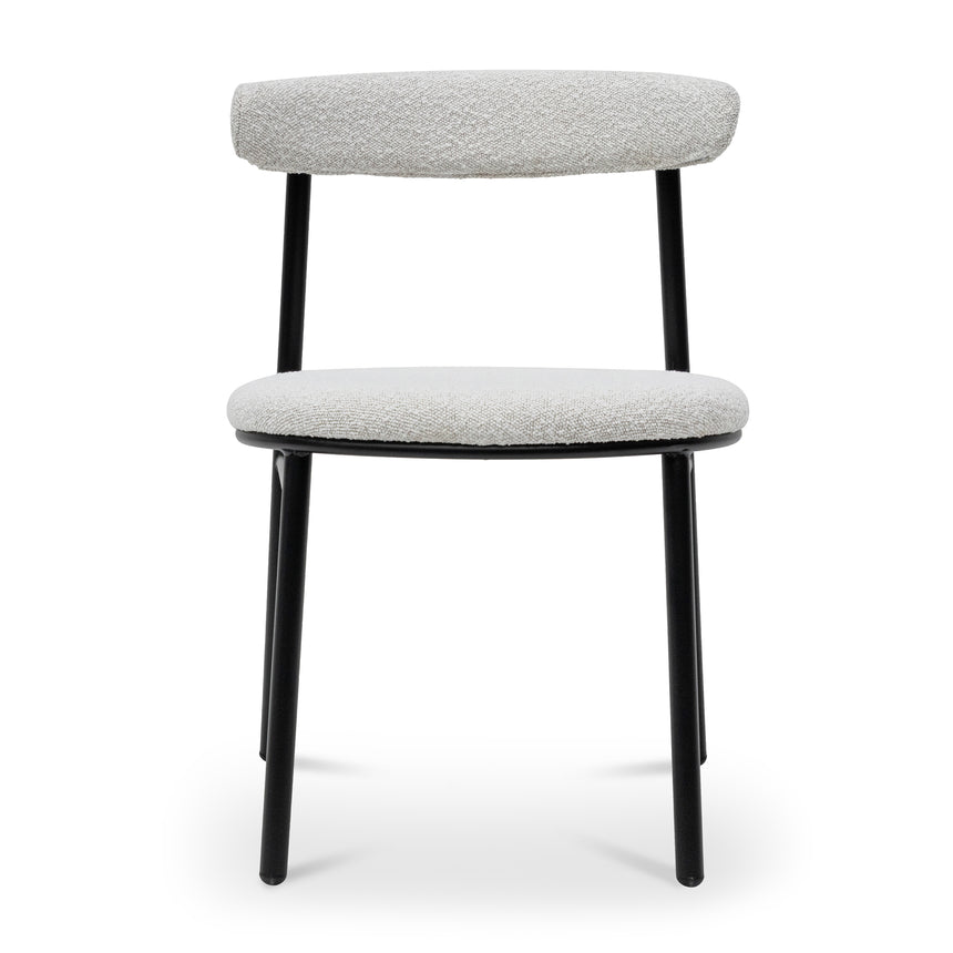 Fabric Dining Chair - Moon White Boucle and Black Legs