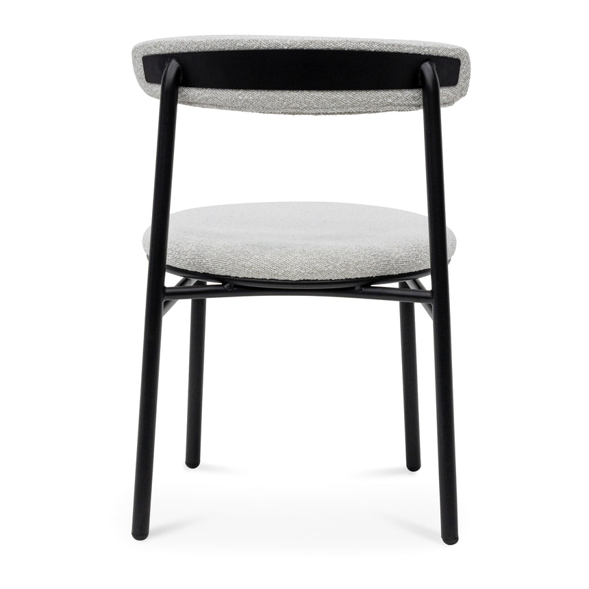 Fabric Dining Chair - Moon White Boucle and Black Legs