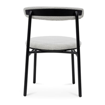 Fabric Dining Chair - Moon White Boucle and Black Legs