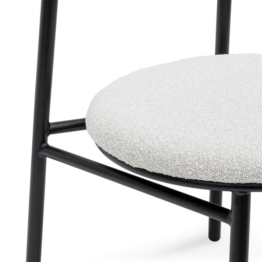 Fabric Dining Chair - Moon White Boucle and Black Legs