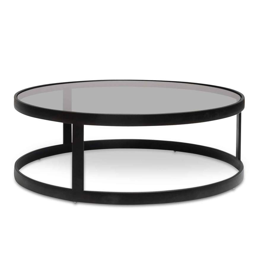 Nested Grey Glass Coffee Table - Black Base