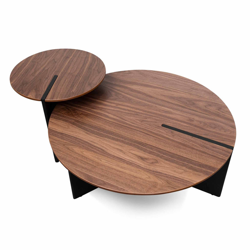 Nest of Light Walnut Coffee Table - Black Legs