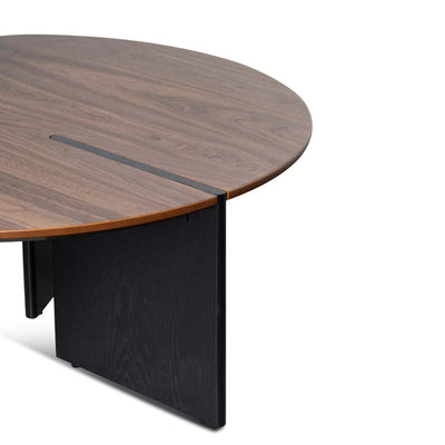 Nest of Light Walnut Coffee Table - Black Legs