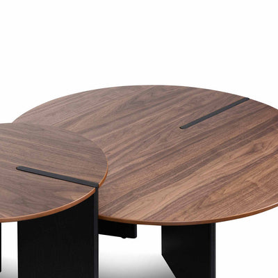 Nest of Light Walnut Coffee Table - Black Legs