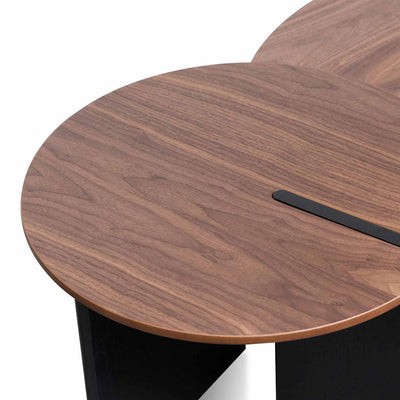 Nest of Light Walnut Coffee Table - Black Legs