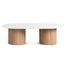 1.3m Marble Top Oval Coffee Table - Natural