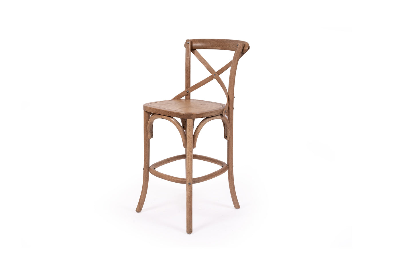 French Cross Back Counter Stool - Natural Oak - Timber Seat