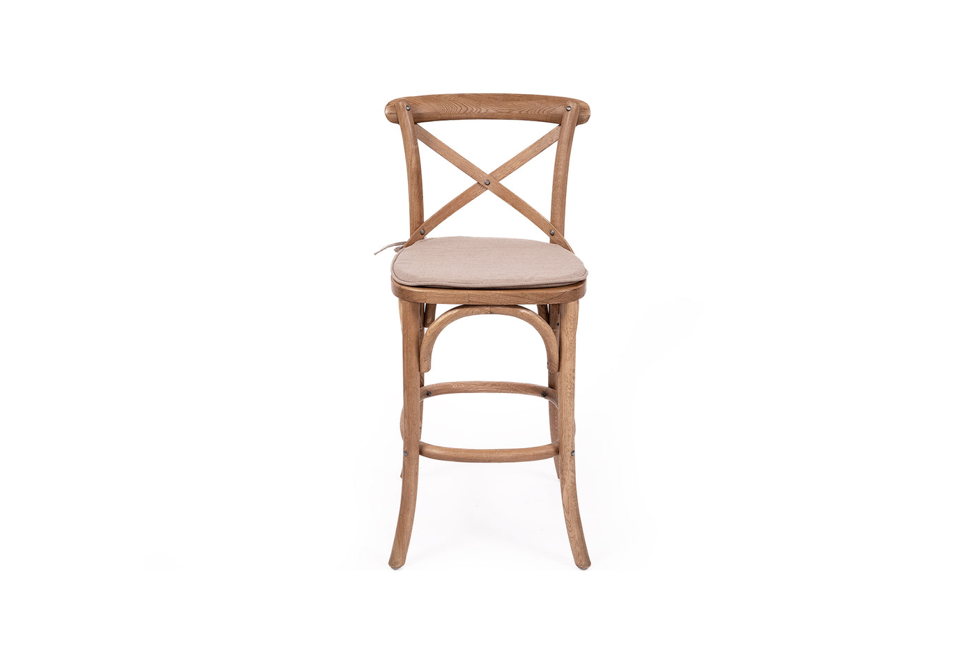 French Cross Back Counter Stool - Natural Oak - Timber Seat