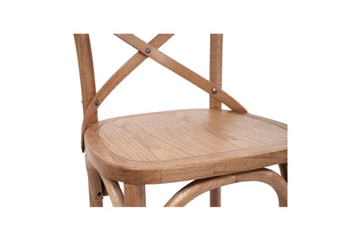 French Cross Back Counter Stool - Natural Oak - Timber Seat