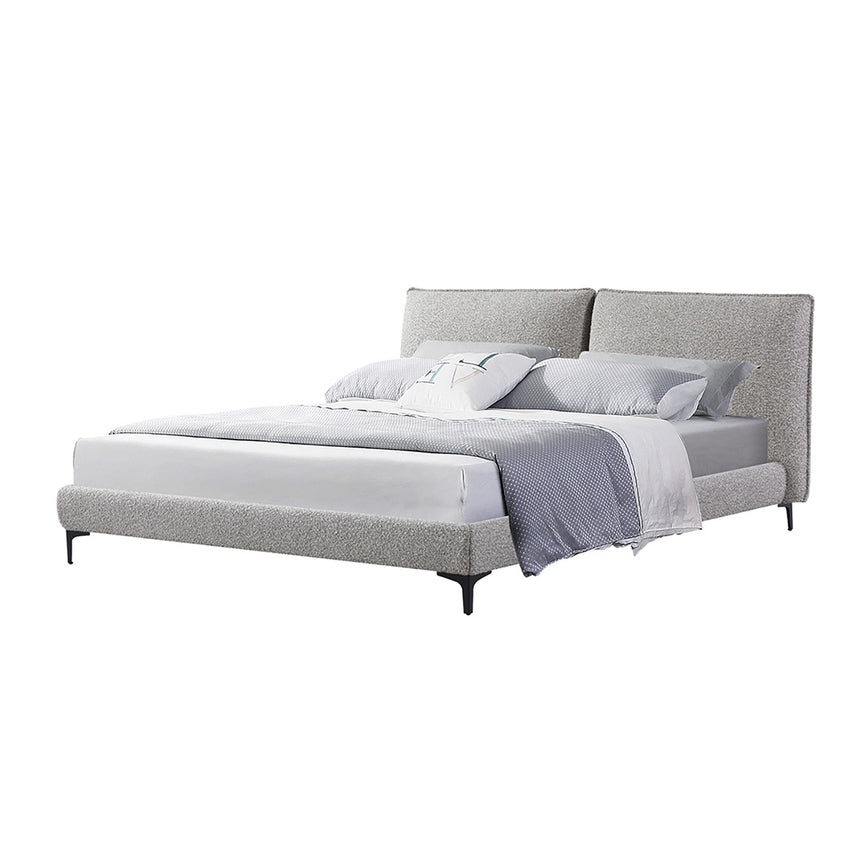 Fabric King Bed Frame - Sand Boucle