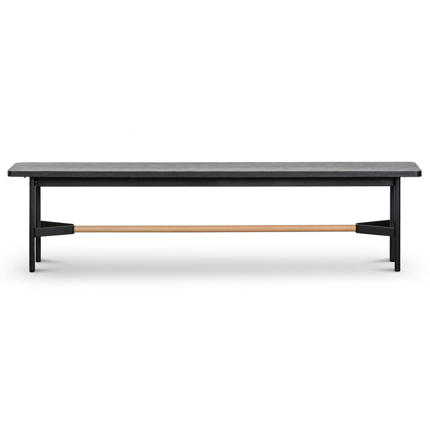 1.8m Black Wooden Bench - Natural Footrest