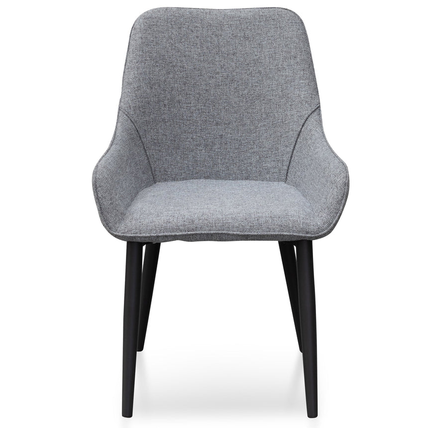 Dining Chair - Pebble Grey Fabric with Black Legs (Set of 2)