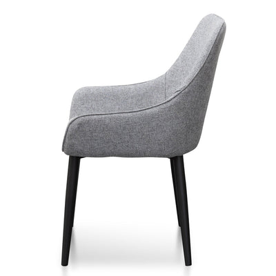 Dining Chair - Pebble Grey Fabric with Black Legs (Set of 2)