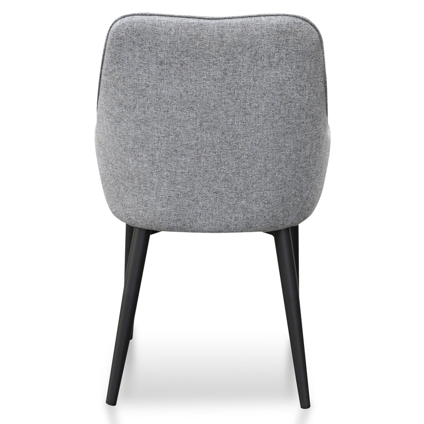 Dining Chair - Pebble Grey Fabric with Black Legs (Set of 2)