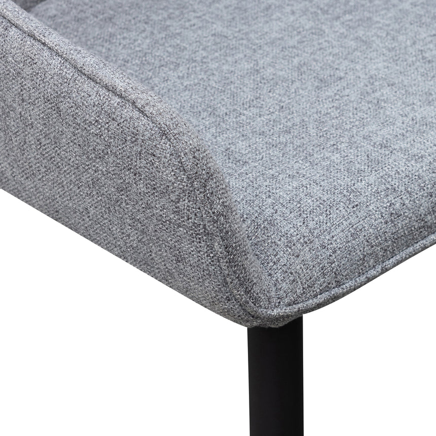 Dining Chair - Pebble Grey Fabric with Black Legs (Set of 2)