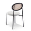 Rattan Back Dining Chair - Silver Grey Fabric