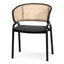 Fabric Dining Chair - Grey with Rattan Back