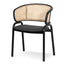 Fabric Dining Chair - Grey with Rattan Back