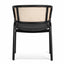 Fabric Dining Chair - Grey with Rattan Back