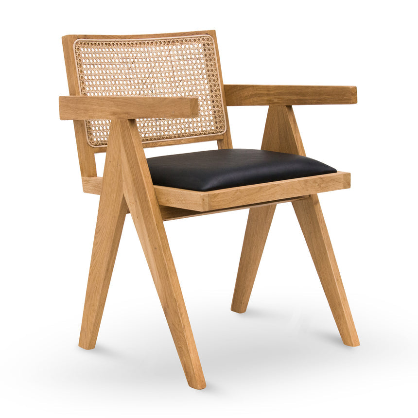 Rattan Dining Chair - Natural with Black Seat