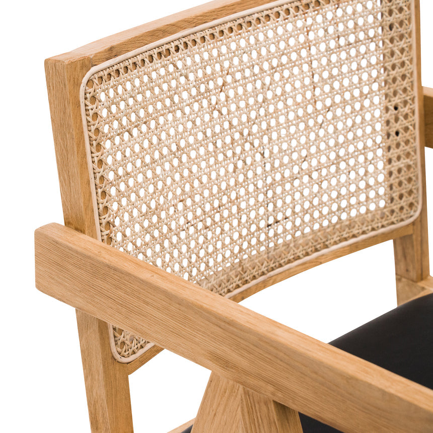 Rattan Dining Chair - Natural with Black Seat
