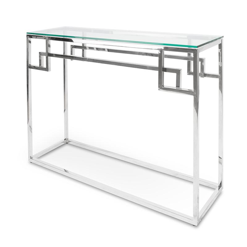 1.15m Console Glass Table - Stainless Steel Base