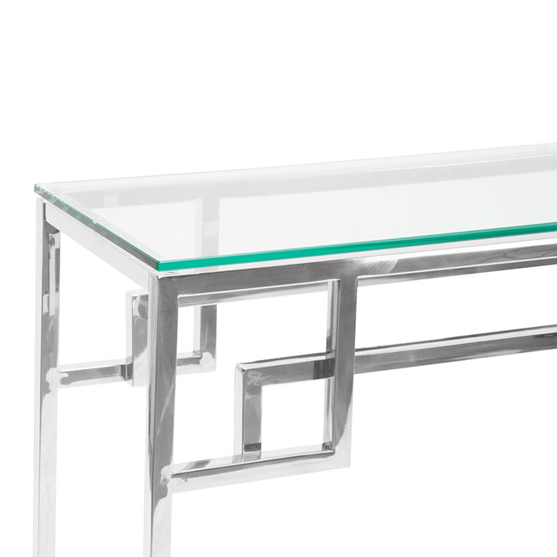 1.15m Console Glass Table - Stainless Steel Base