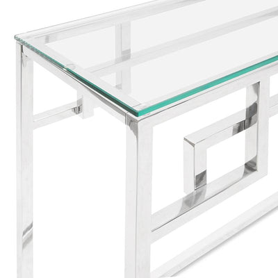 1.15m Console Glass Table - Stainless Steel Base