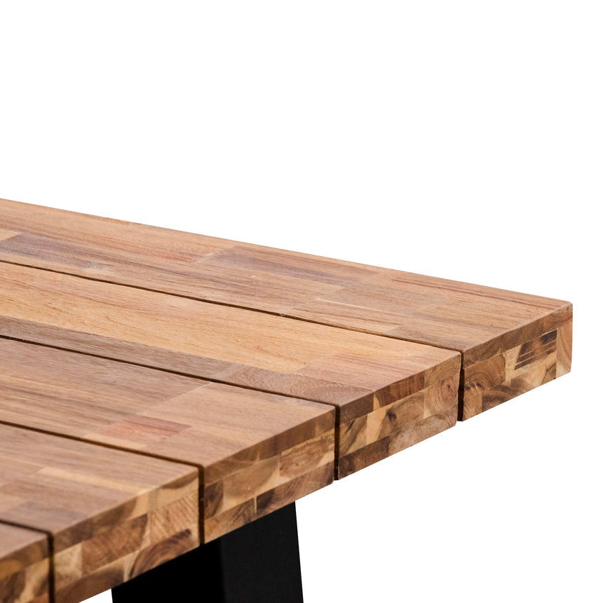 Outdoor Dining Table - Natural Top and Black Base